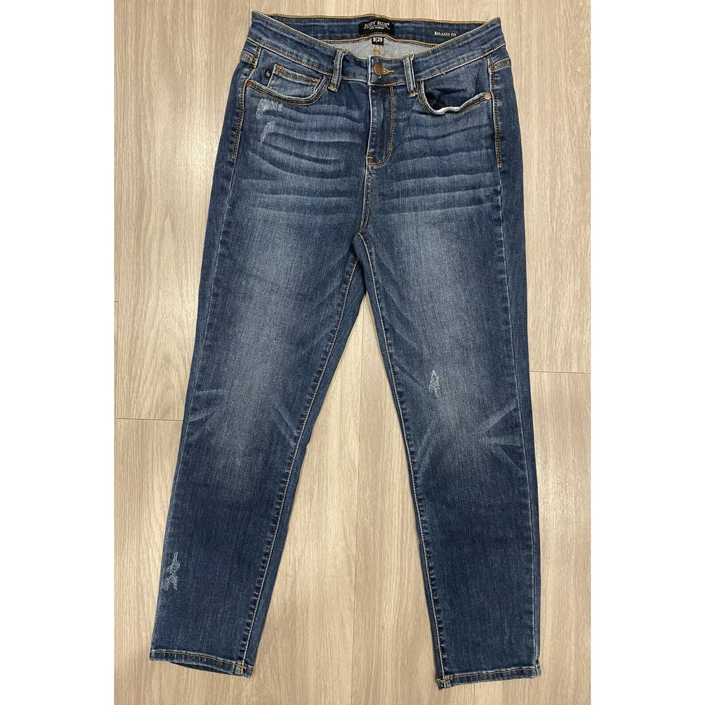 Judy Blue Relaxed Fit Jeans Women's 9/29 Blue Light Wash Straight Leg Stretch